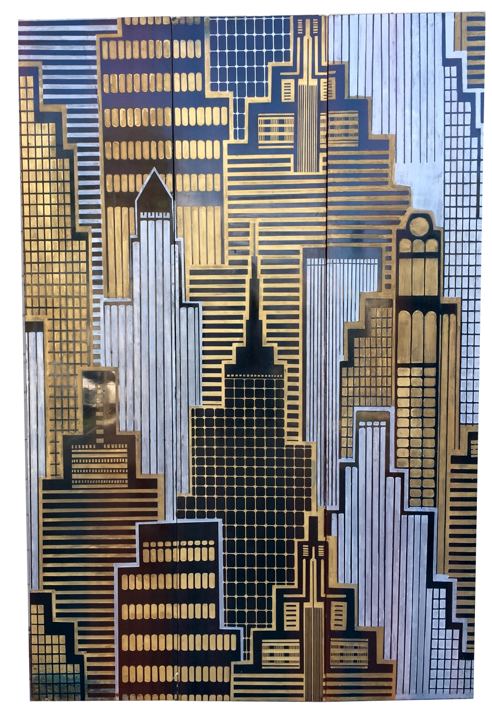 panel skyscraper screen cityscape sculpture modernism deco three century mid modern furniture painting paintings prints